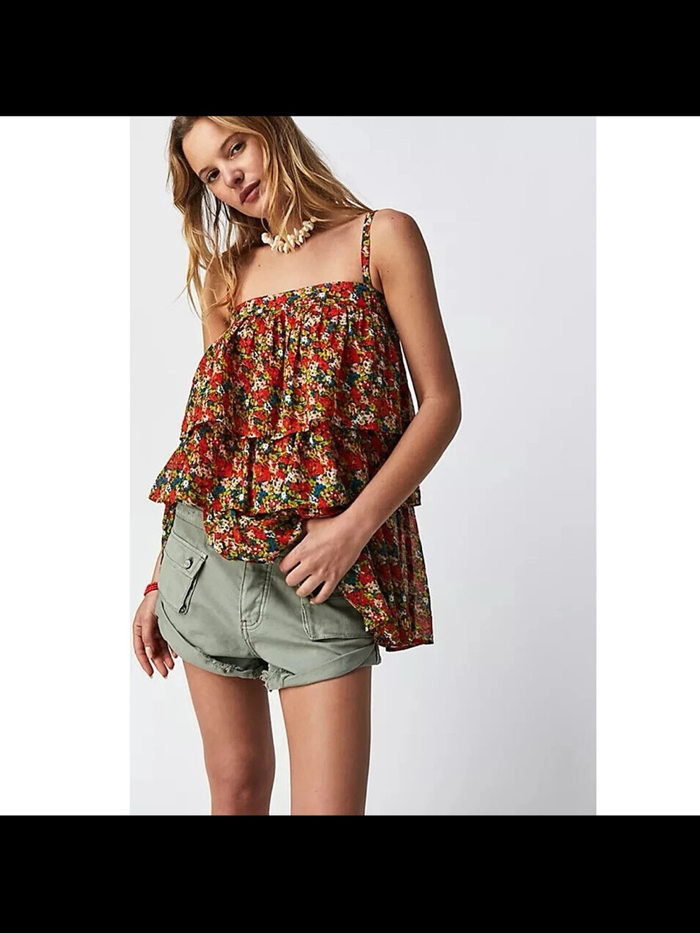 Free People one Talia Floral Tiered tunic